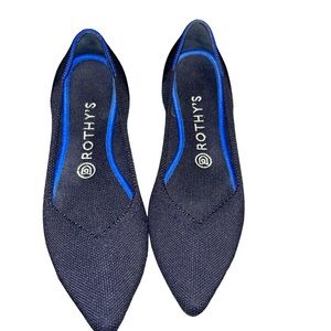 Rothy's Sz 8 Navy Textile Slip On Point Toe Flat Shoes